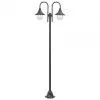 vidaXL Garden Post Light E27 220 cm Aluminium 2-Lantern Bronze