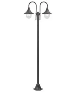 vidaXL Garden Post Light E27 220 cm Aluminium 2-Lantern Bronze