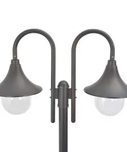 vidaXL Garden Post Light E27 220 cm Aluminium 2-Lantern Bronze
