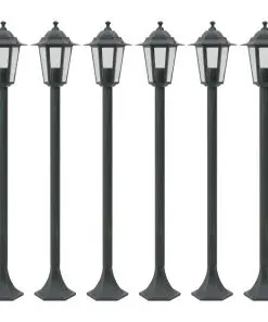 vidaXL Garden Post Lights 6 pcs E27 110 cm Aluminium Dark Green
