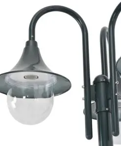 vidaXL Garden Post Light E27 220 cm Aluminium 3-Lantern Dark Green