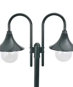 vidaXL Garden Post Light E27 220 cm Aluminium 2-Lantern Dark Green
