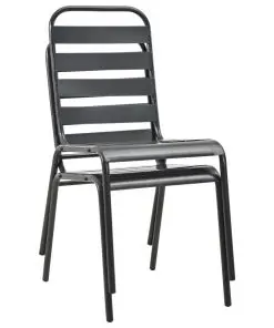 vidaXL Stackable Outdoor Chairs 2 pcs Steel Grey