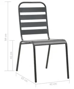 vidaXL 7 Piece Outdoor Dining Set Steel Dark Grey