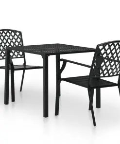 vidaXL 3 Piece Bistro Set Steel Black