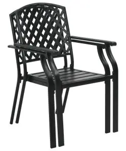 vidaXL 3 Piece Bistro Set Steel Black