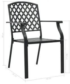 vidaXL 3 Piece Bistro Set Steel Black