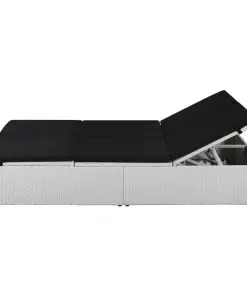 vidaXL Sun Lounger with Cushion Poly Rattan Black