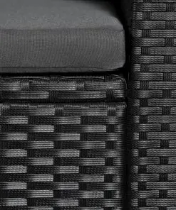 vidaXL 4 Piece Garden Lounge Set Poly Rattan Black and Grey