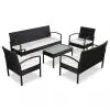vidaXL 5 Piece Garden Lounge Set with Cushions Poly Rattan Black
