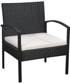 vidaXL 5 Piece Garden Lounge Set with Cushions Poly Rattan Black
