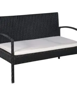 vidaXL 5 Piece Garden Lounge Set with Cushions Poly Rattan Black