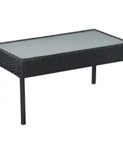 vidaXL 5 Piece Garden Lounge Set with Cushions Poly Rattan Black