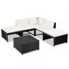 vidaXL 6 Piece Garden Lounge Set with Cushions Poly Rattan Black