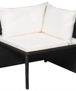 vidaXL 6 Piece Garden Lounge Set with Cushions Poly Rattan Black
