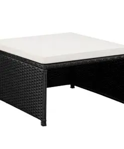vidaXL 6 Piece Garden Lounge Set with Cushions Poly Rattan Black