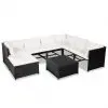 vidaXL 8 Piece Garden Lounge Set with Cushions Poly Rattan Black