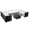 vidaXL 10 Piece Garden Lounge Set with Cushions Poly Rattan Black