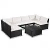 vidaXL 7 Piece Garden Lounge Set with Cushions Poly Rattan Black