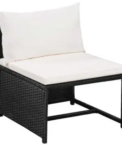 vidaXL 7 Piece Garden Lounge Set with Cushions Poly Rattan Black