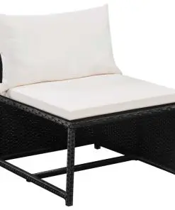 vidaXL 7 Piece Garden Lounge Set with Cushions Poly Rattan Black