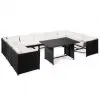 vidaXL 10 Piece Garden Lounge Set with Cushions Poly Rattan Black