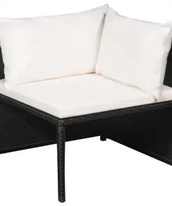 vidaXL 10 Piece Garden Lounge Set with Cushions Poly Rattan Black