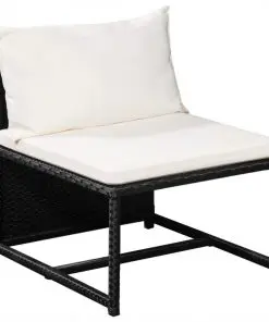 vidaXL 10 Piece Garden Lounge Set with Cushions Poly Rattan Black