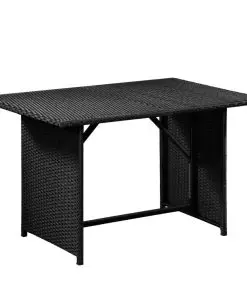 vidaXL 10 Piece Garden Lounge Set with Cushions Poly Rattan Black