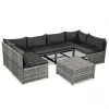 vidaXL 7 Piece Garden Lounge Set with Cushions Poly Rattan Grey