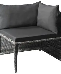 vidaXL 7 Piece Garden Lounge Set with Cushions Poly Rattan Grey