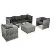 vidaXL 6 Piece Garden Lounge Set with Cushions Poly Rattan Grey