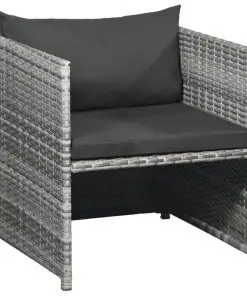 vidaXL 6 Piece Garden Lounge Set with Cushions Poly Rattan Grey