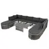 vidaXL 12 Piece Garden Lounge Set with Cushions Poly Rattan Grey