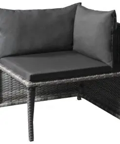 vidaXL 12 Piece Garden Lounge Set with Cushions Poly Rattan Grey
