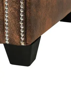 vidaXL L-shaped Chesterfield Sofa Artificial Suede Leather Brown