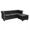 vidaXL L-shaped Chesterfield Sofa Artificial Leather Black