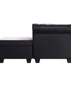 vidaXL L-shaped Chesterfield Sofa Artificial Leather Black