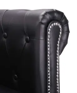 vidaXL L-shaped Chesterfield Sofa Artificial Leather Black