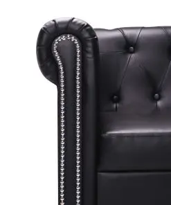 vidaXL L-shaped Chesterfield Sofa Artificial Leather Black