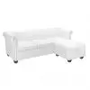 vidaXL L-shaped Chesterfield Sofa Artificial Leather White