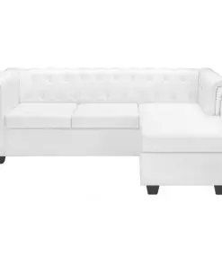 vidaXL L-shaped Chesterfield Sofa Artificial Leather White