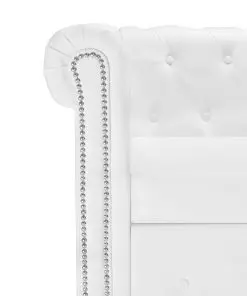 vidaXL L-shaped Chesterfield Sofa Artificial Leather White