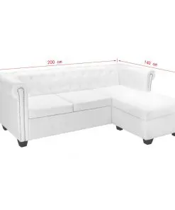 vidaXL L-shaped Chesterfield Sofa Artificial Leather White