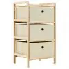 vidaXL Storage Rack with 3 Fabric Baskets Cedar Wood Beige