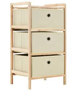 vidaXL Storage Rack with 3 Fabric Baskets Cedar Wood Beige