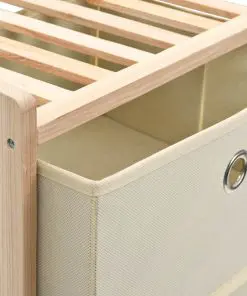 vidaXL Storage Rack with 3 Fabric Baskets Cedar Wood Beige
