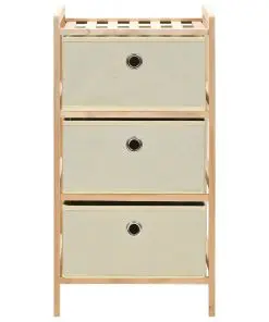 vidaXL Storage Rack with 3 Fabric Baskets Cedar Wood Beige