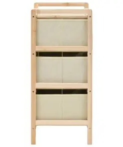 vidaXL Storage Rack with 3 Fabric Baskets Cedar Wood Beige