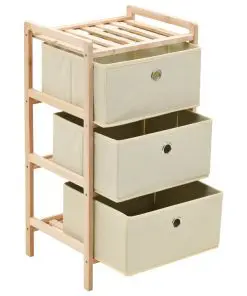 vidaXL Storage Rack with 3 Fabric Baskets Cedar Wood Beige